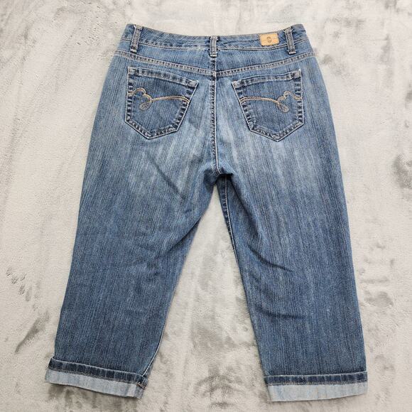 Bandolino Blu Jeans Womens 6 Blue Madie Mid Rise Crop Capri Cuffed Hem Stretch - Picture 3 of 15